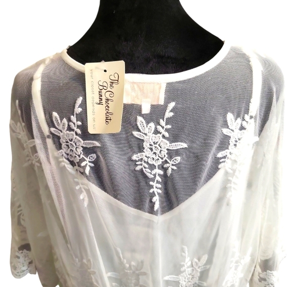 Entro large white Sheer lace Lined Tunic With Camisole NEW WITH TAGS - Picture 10 of 16